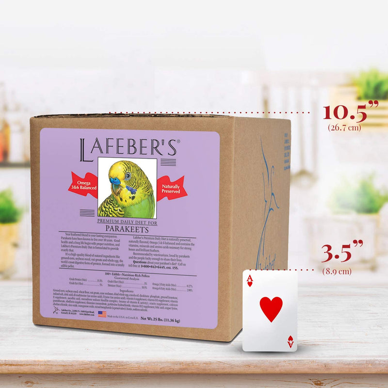 LAFEBER'S Premium Daily Diet Pellets Pet Bird Food, Made with Non-Gmo and Human-Grade Ingredients, for Parakeets (Budgies), 25 Lb