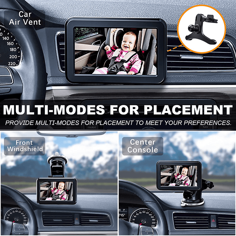 Baby-Car-Mirror-Baby-Car-Camera for the-Back Seat - with 4.3'' HD Display, Night Vision, Wide View, Stable Sucker Bracket, Car Baby Monitor with Camera Suitable for all Families with Newborn Babies