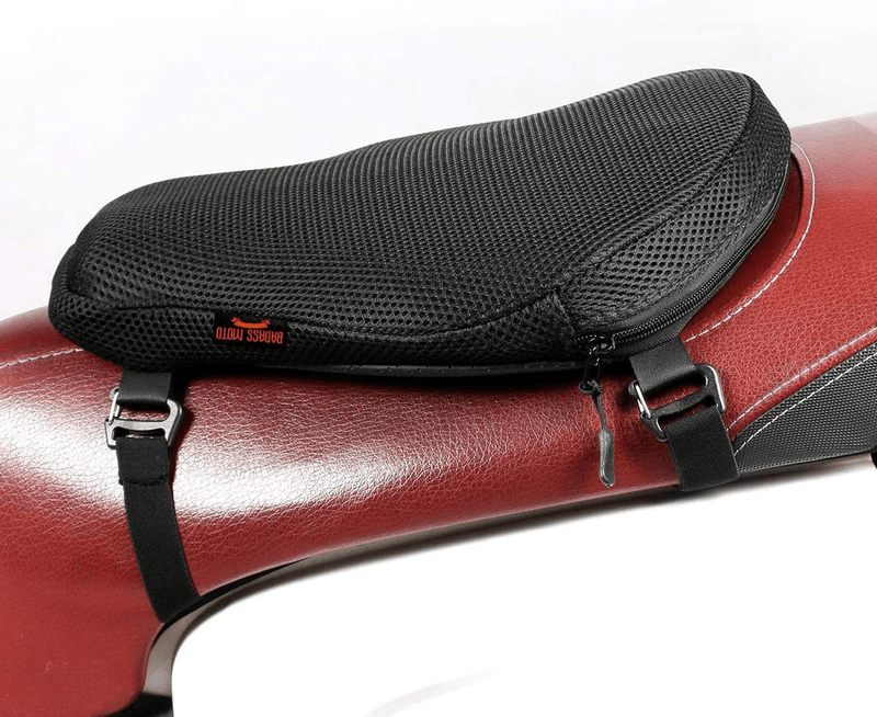 Badass Moto Motorcycle Seat Cushion - Air Filled Motorcycle Seat Pad Butt Protector - Breathable Motorcycle Seat Cover Reduces Pressure and Fatigue. Makes Long Rides More Comfortable.