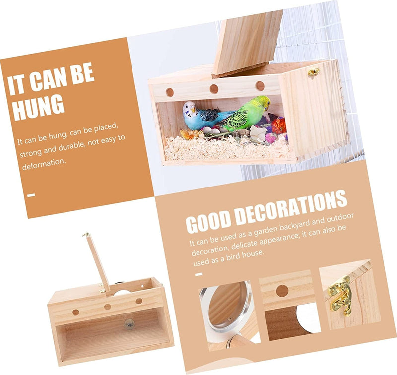 Balacoo 3Pcs Box Style Parrots Nesting Wood Bird Breeding Mating Fiber Natural Finch Budgie Parakeet Decorative with Wooden M for Wear-Resistant Accessory Cockatiel Toy Cage Left