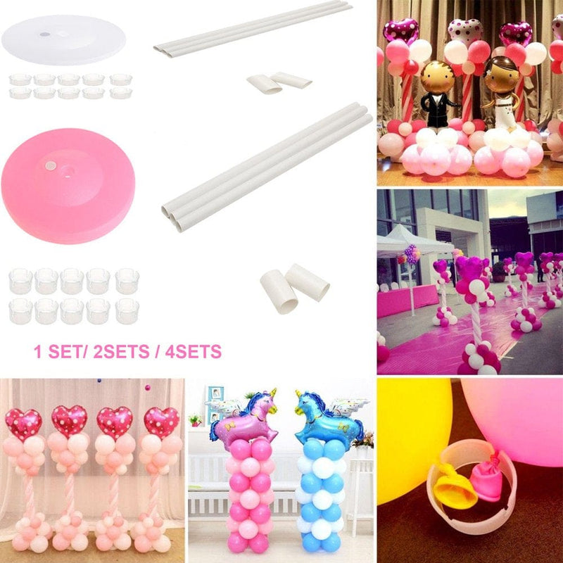 Balloon Column Base Stick Plastic Poles Balloon Wedding Decorations Event Party Supplies Garden Decorations (Pink)