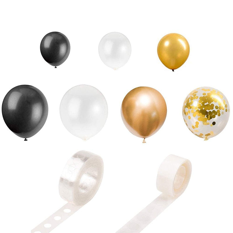 Balloons Gold Black Silver Helium Balloon Pack 12" Confetti Metallic Chrome Latex Balloons with Ribbon for Girls Kids Birthday Wedding Baby Shower Party by ZIAERKOR