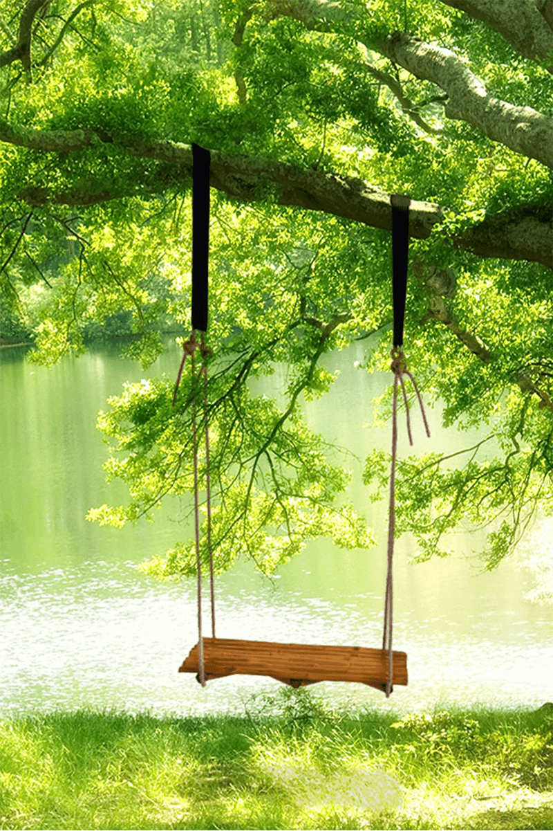 Bamboozations Bamboo Tree Swing with Rope & Straps - Indoor/Outdoor