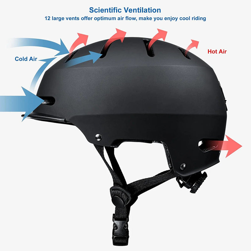 BASE CAMP Bike Helmet with Rechargeable Light, Visor, Dual Certified Men Women Youth Bicycle Helmet for Adults Cycling Skateboard Skating Scooter Commute