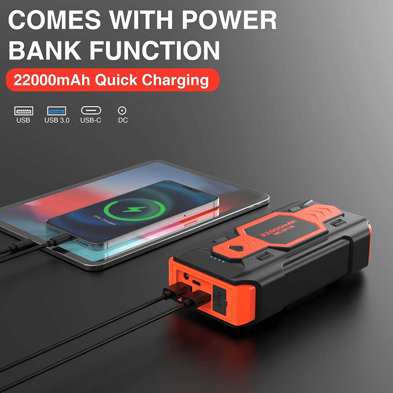 Battery Starter for Car, NEXPOW 2500A 22000mAh Portable Car Jump Starter Q9B (up to 8.0L Gas/8L Diesel Engines) 12V Auto Battery Booster Pack with USB Quick Charge 3.0, Type-C