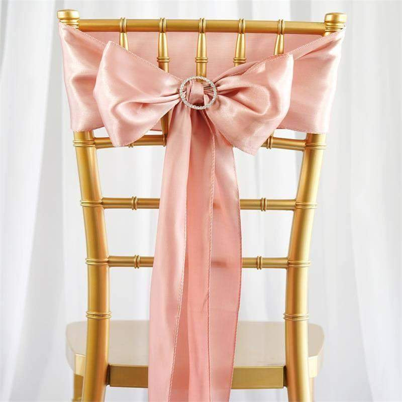 Efavormart 25Pcs Gold SATIN Chair Sashes Tie Bows for Wedding Events Decor Chair Bow Sash Party Decoration Supplies 6 X106"