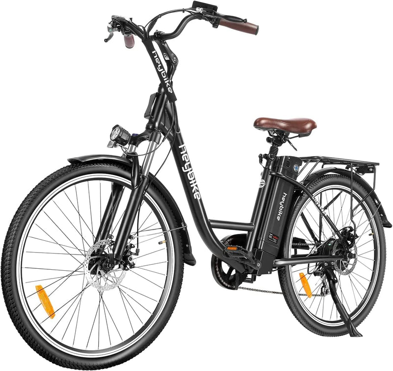 Heybike Cityscape Electric Bike 350W Electric City Cruiser Bicycle up to 40 Miles Removable Battery, Shimano 7-Speed and Dual Shock Absorber, 26" Electric Commuter Bike for Adults