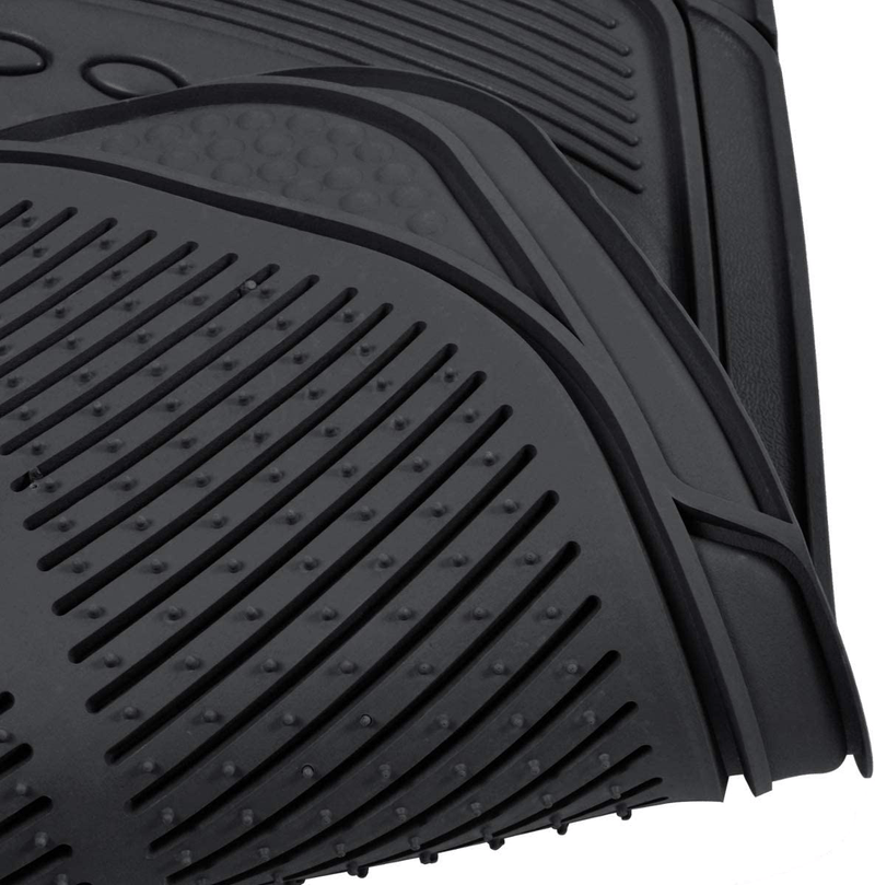 BDK Original ProLiner 3 Piece Heavy Duty Front & Rear Rubber Floor Mats for Car SUV Van & Truck, Black – All Weather Floor Protection with Universal Fit Design