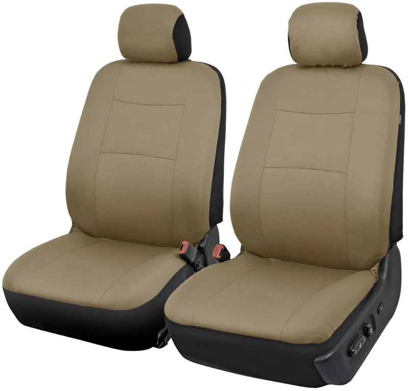 BDK PolyPro Car Seat Covers Full Set in Solid Beige – Front and Rear Split Bench Protection, Easy to Install, Universal Fit for Auto Truck Van SUV