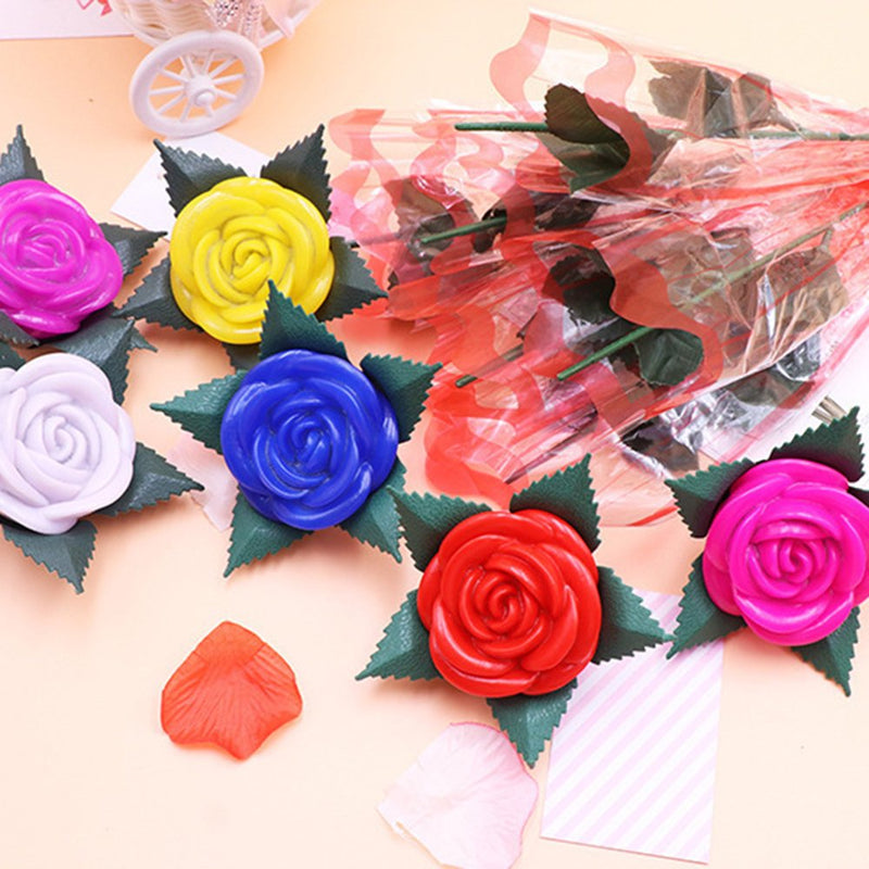 OUNONA 6Pcs Valentine'S Day Simulation Roses Colorful Light-Up Flower Romantic LED Ornaments Gift (Rosy)