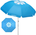 Beach Umbrella, Multifun 7ft Portable Outdoor Umbrella with Sand Anchor UV 50+, Tilt Aluminum Pole, Windproof Adjustable Height Sunshade Shelter with Carry Bag for Beach Patio Garden Yard
