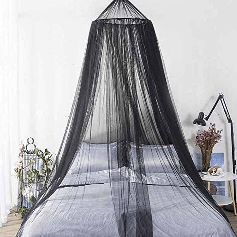 Bed Canopy Netting for Single to King Size, Mosquito Net Princess round Hoop Hanging Curtain Netting, round Hoop Sheer Fit Crib, Twin, Full, Queen(Black)