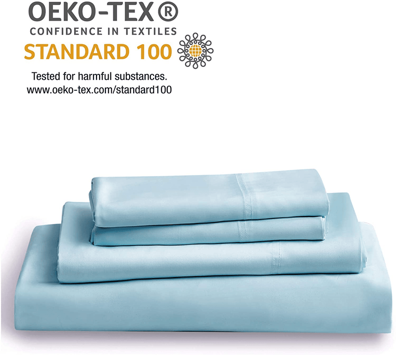 Bedsure 100% Bamboo Sheets Set King Blue - Cooling Bamboo Bed Sheets for King Size Bed with Deep Pocket 4PCS