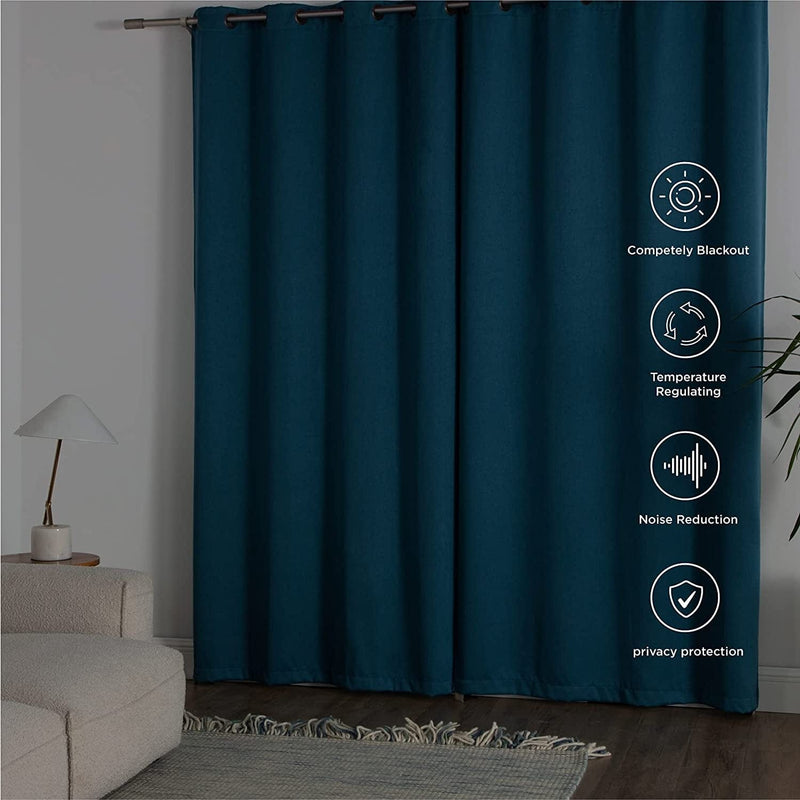 Bedsure 100% Blackout Curtains Linen Textured - Black Out Curtains 84 Inch Long 2 Panels - Thermal Curtains and Drapes for Bedroom and Living Room (52X84 Inch, Teal)