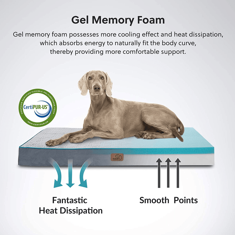 Bedsure Orthopedic Memory Foam Dog Bed for Large Dogs up to 75/100Lbs, (3.5-4 Inches Thick) Pet Bed Mattress with Removable Washable Cover, 2-Layer Pet Mat with Waterproof Lining Dog Beds, Grey