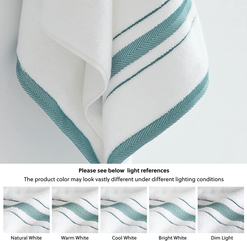 Bedsure White Bathroom Towels Set - 100% Turkish Cotton Towels Set, Highly Absorbent Soft Bathroom Towels, Luxury Bath Towels Set of 6, Striped Decorative Towels for Bathroom, Spa, Hotel