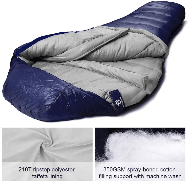 Bessport Mummy Sleeping Bag | 15-45 ℉ Extreme 3-4 Season Sleeping Bag for Adults Cold Weather– Warm and Washable, for Hiking Traveling & Outdoor Activities