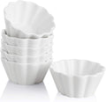 SWEEJAR Porcelain Ramekins for Creme Brulee, 4 Ounce Cupcake Baking Cups, Ceramic Souffle Dishes for Muffin, Chocolates, Truffles, Pastries, Pudding, Set of 6,(White)