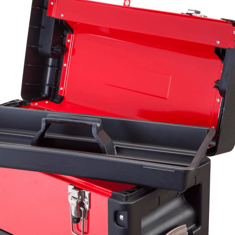 BIG RED TRJF-C305ABD Torin Garage Workshop Organizer: Portable Steel and Plastic Stackable Rolling Upright Trolley Tool Box with 3 Drawers, Red