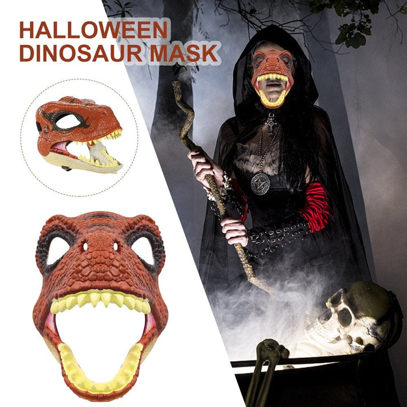 Binduo Dinosaur Mask - Halloween Latex Costume Party Mask Gifts for Kids (Brown)