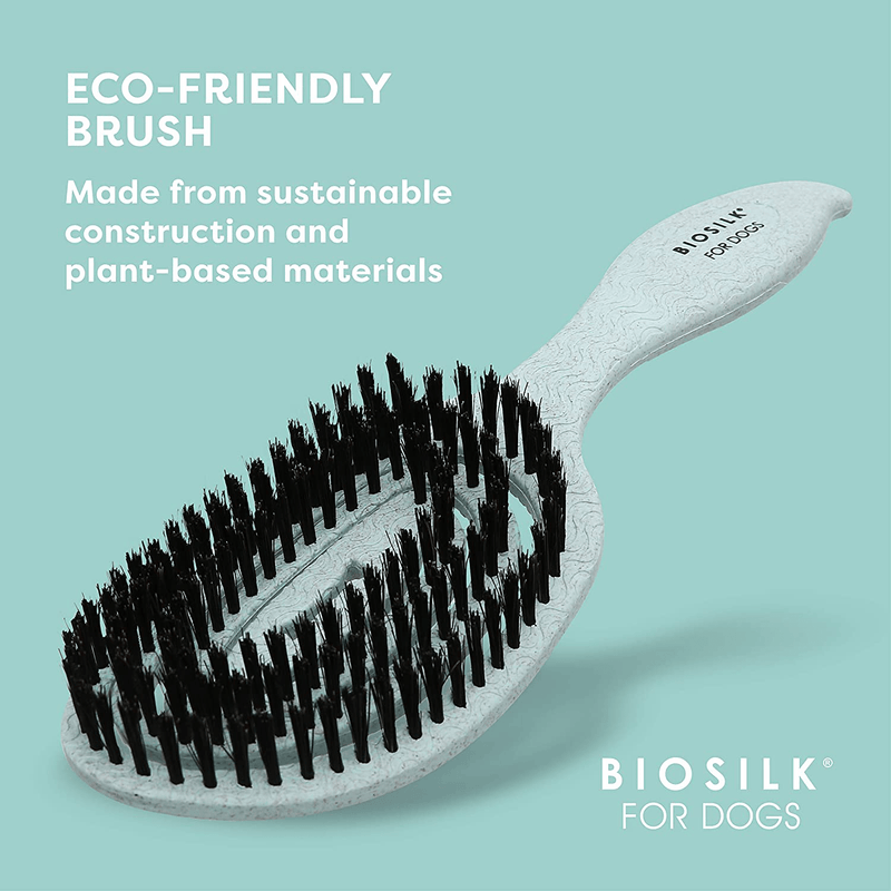 BioSilk for Dogs Eco-Friendly Grooming Brush for Dogs in Mint Green | Easy to Hold Ergonomic Handle Dog Brushes| Best Pet Brush for Dog Grooming and Detangling