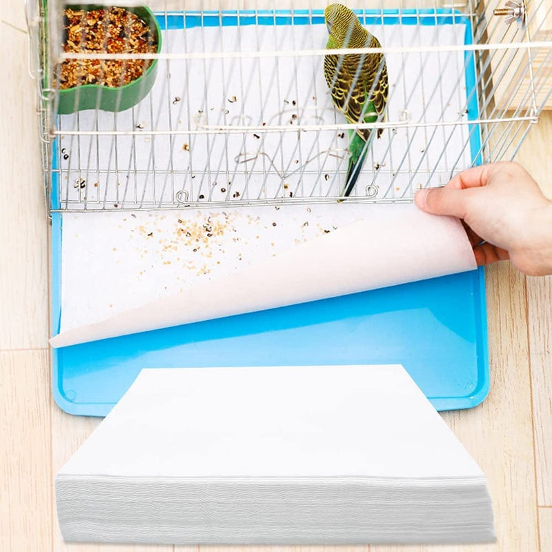 Bird Cage Liner Papers, 12.2×10In Non-Woven Bird Cage Liners, 100 Sheets Precut Absorbent Bird Cage Paper Liners Pet Animal Cages Cushion for Bird