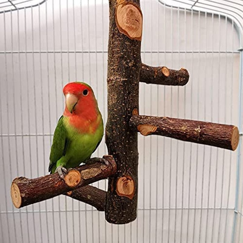 Bird Perch Stand Platform, Durable Paw Grinding Clean Board Practical Pets Cage Accessories Stands Exercise Bird Toys for Parrots,Natural Wood Parrot Perch Bird Cage Branch Perch Accessories