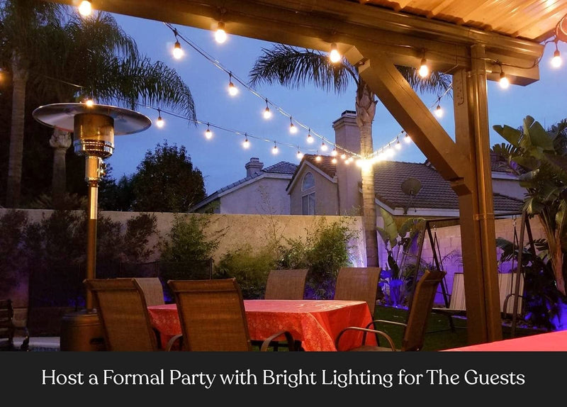 Brightech Ambience Pro Outdoor String Lights - Commercial Grade Waterproof Patio Lights with 48 Ft Dimmable Edison Bulbs - Heavy Duty LED Porch String Lights - 2W LED, Warm White Light