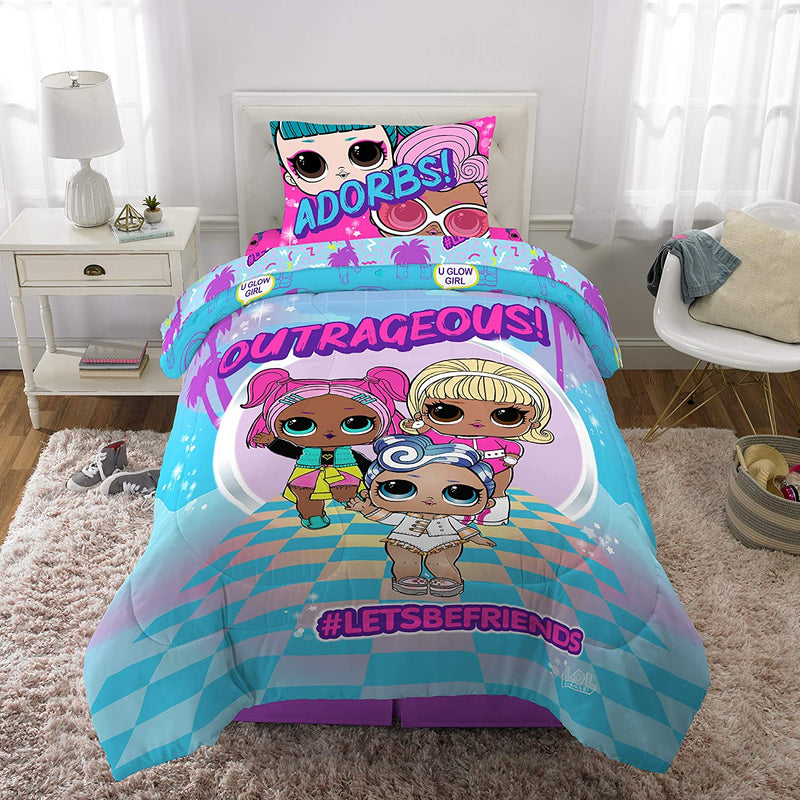 Franco Kids Bedding Super Soft Microfiber Comforter and Sheet Set, 4 Piece Twin Size, LOL Surprise