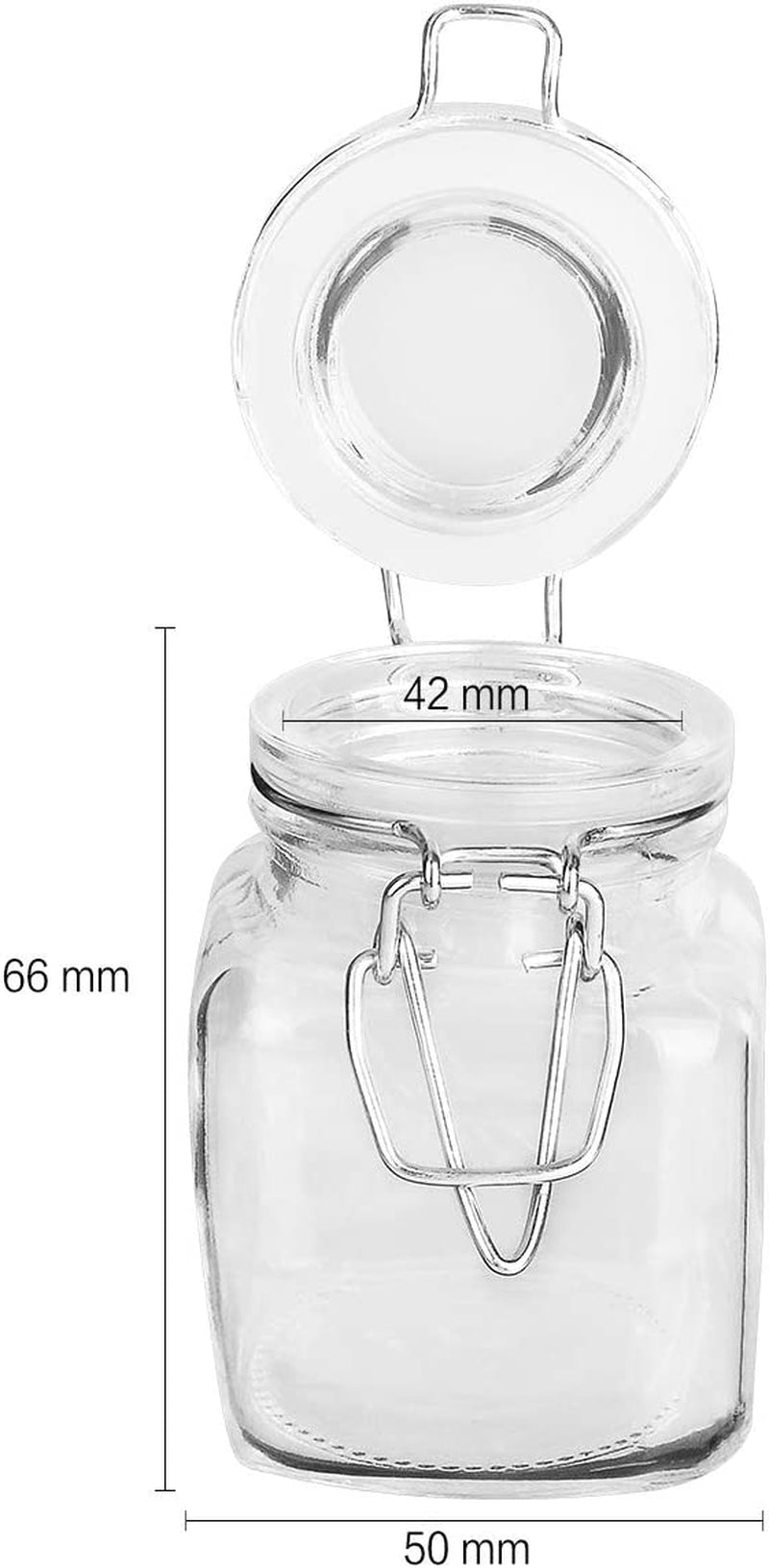 Glass Jars with Lids, KAMOTA 30 Pack of 3.5 Oz Small Glass Jars for Storage Spice Herbal Condiments with Leak-Proof Rubber Gaskets and Airtight Hinged Lids, 280 Labels and 2 Silicone Funnels