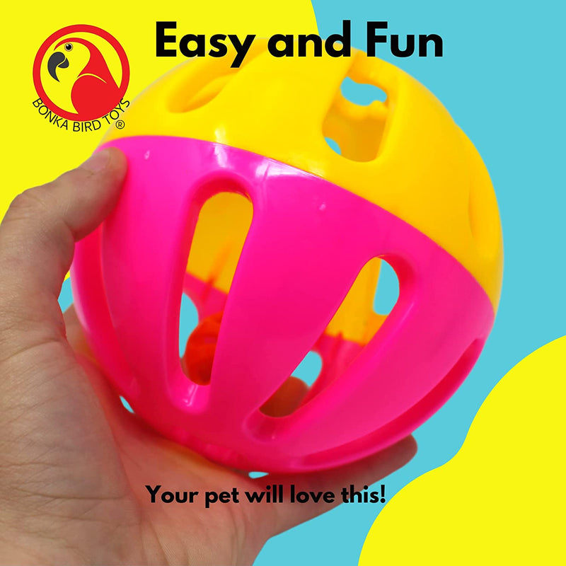 Bonka Bird Toys 2008 Huge 5" Plastic Ball Parrot Foraging Foot Talon Macaws Cockatoos Cats Small Dogs DIY Infant Baby Cages Cockatoo