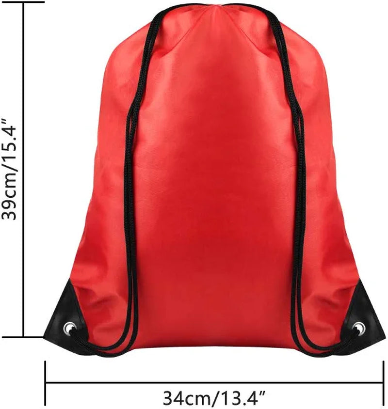 FEPITO 22 Pack Drawstring Bags String Backpack Bulk School Backpack Bag Sack Cinch Bag Sport Bags for Gym Traveling (Red)
