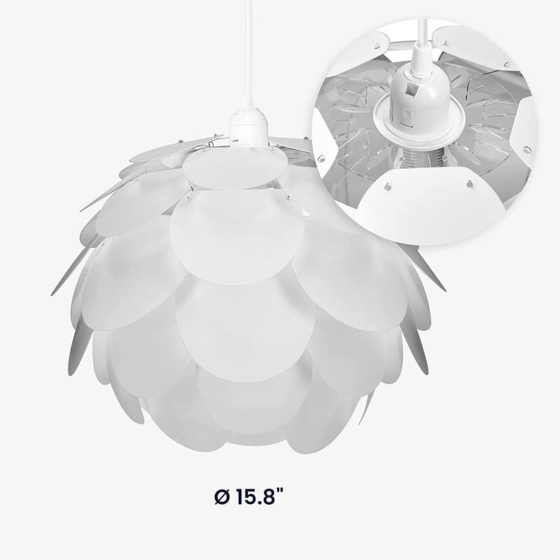 Kwmobile Hanging Puzzle Lamp Kit - Blossom 15.75" (40Cm) Modern Ceiling Pendant Light with 62-Piece Shade to Assemble and 15Ft Plug-In Power Cord