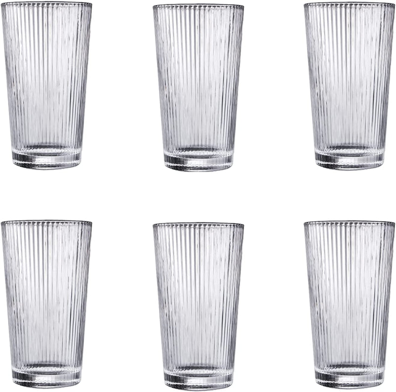 IYTBILQ Origami Style Glass Cups Set, 12 Oz Ripple Drinking Glasses, Glass Cups Vintage Glassware Set of 6, Ideal for Coocktail, Whiskey, Beer, Juice, Water, Gift