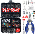 Doorslay 263Pcs Fishing Accessories Set with Tackle Box Including Plier Jig Hooks Sinker Weight Swivels Snaps Sinker Slides
