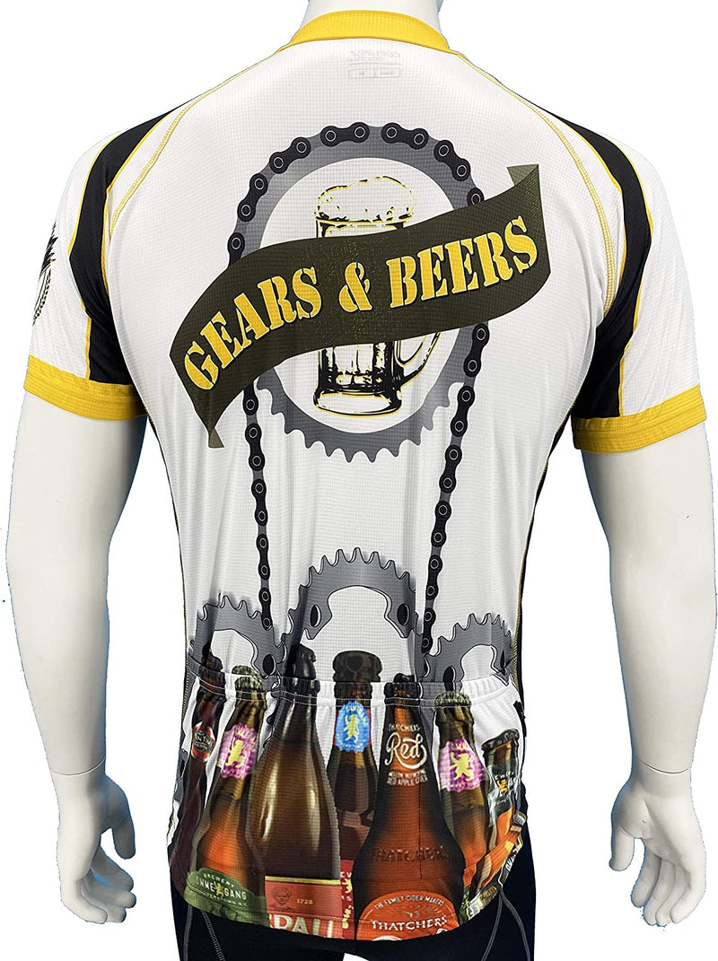 CORVARA BIKE WEAR Men'S Gears & Beers Cycling Short Sleeve Bike Jersey