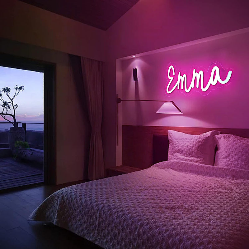 ATTNEON Pink Emma Neon Sign,Personalized LED Name Neon Light for Kids Bedroom,Birthday Party Decoration,Usb Powered Light for Wall Decor,Best Gift for Girls,Size 11.8 * 5.1 Inches(Jtld015-8)