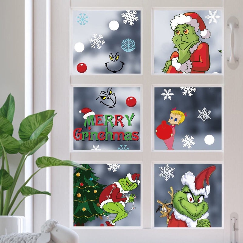 Nomeni Christmas Decorations Window Stickers. Grinch Christmas Decorations Christmas Holiday Party Supplies (9 Pieces)