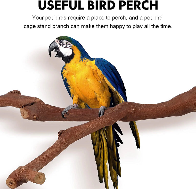 PATKAW Bird Perch Stand Bird Rope Perch Bird Toys 2 Pieces Natural Wood Parrot Perch Bird Cage Branch Perch Parrot Toys for Parakeets Cockatiels Conures Macaws Lovebirds Finches