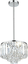 Cargifak Crystal Chandelier, 4-Tier Modern Chandelier with Polished Chrome Finish, Pendant Light for Dinning Room Kitchen Island Bedroom Entryway, CC4215-3W-PC
