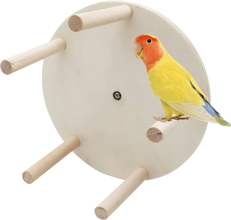 Bird Perch Wheel Toy, Wooden Parrot Rotating Bird Perch Toy, Bird Cage Accessories, Funny and Unique Bird Toy for Peony Parrot Parakeet Cockatiels Budgerigar or Small and Medium-Sized Birds