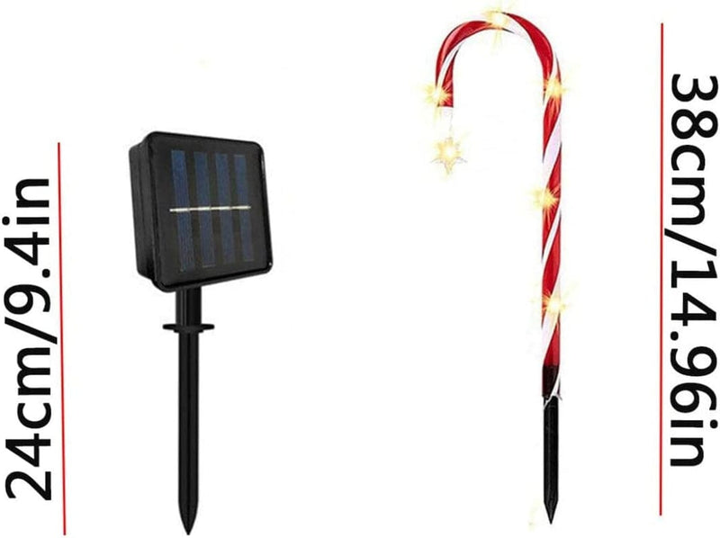 Christmas Outdoor Decorations - Solar Energy/Battery Christmas Candy Crutch Ground Lamps, a Set of Outdoor Garden Plug-In Candy Lawns Landscapes Christmas Lights Ornament (10Pcs-Solar Model)