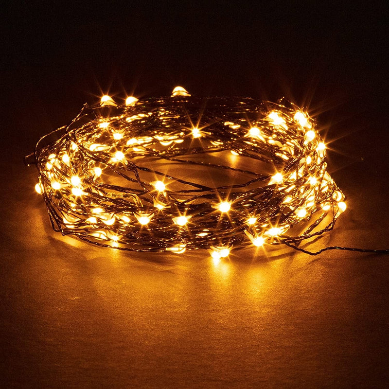 Christmas String Lights, 33 Ft / 10 M - 300 LED Orange Twinkle Firefly- Outdoor Winter Garden Indoor Spooky Decorations for Mini Bedroom, Wedding, Patio, Parties & Holidays - Easy Plug in Operated