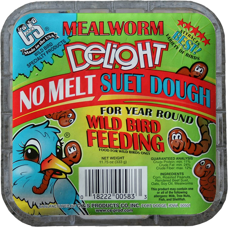 C&S Mealworm Delight, No Melt Suet Dough, 11.75 Ounces