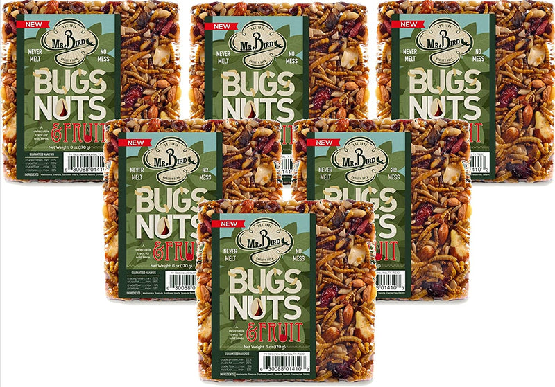 Mr. Bird 6-Pack Bugs, Nuts, & Fruit Small Wild Bird Seed Cake 6 Oz.
