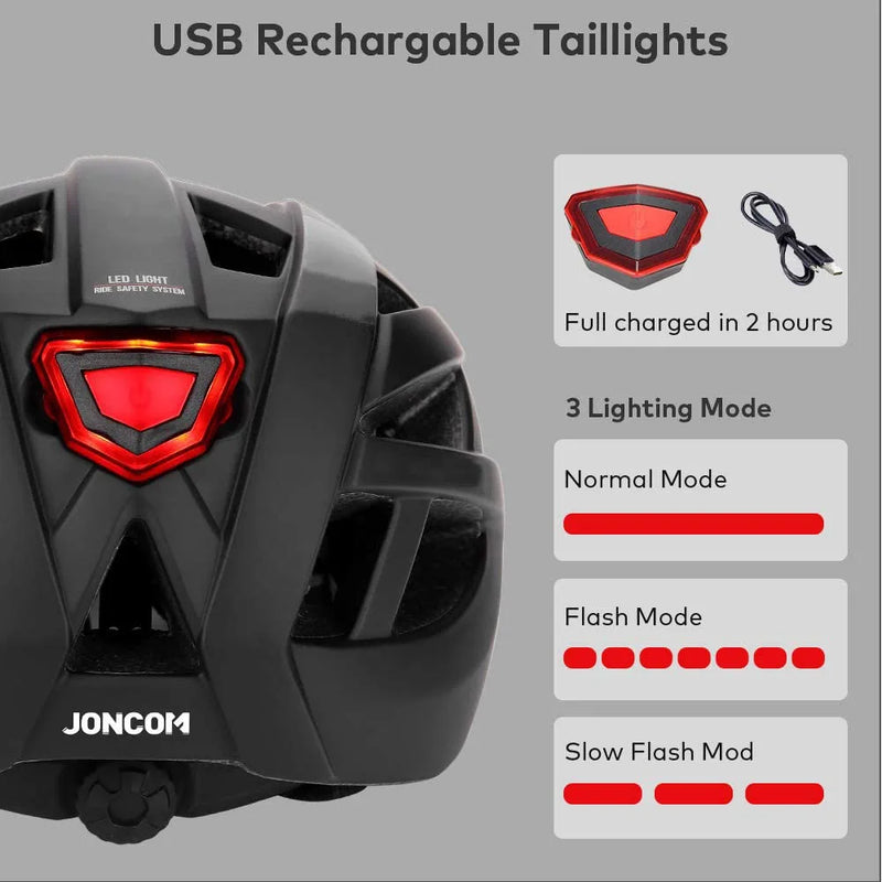 JONCOM Adult Bike Helmet, Bicycle Cycling Helmets with Echargeable Light for Adult Men Women Commuter Urban Scooter Adjustable