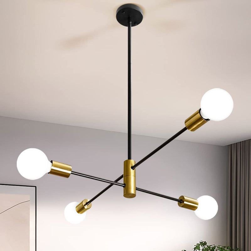 Mlihove Modern Chandeliers Sputnik 8-Light Fixures Gold and Black Comtemporary Pendant Lighting Adjustable Ceiling Hanging for Living Rooms Bedroom Dining Room