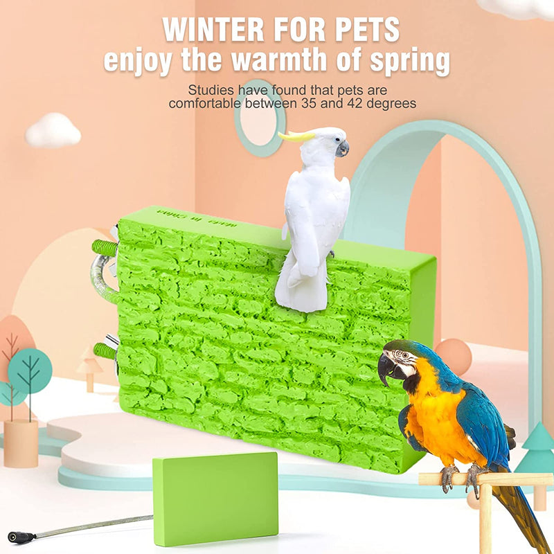 Bird Cage Heater,Thermostatical Bird Perches,Bird Heater for Cage Bird Perch Stand,Bird Cage Accessories Winter & Arthritis Supplies Bird Warmer for Parakeets, Canaries, Parrots (Single)