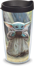 Tervis Made in USA Double Walled Star Wars - the Mandalorian Child Sipping Insulated Tumbler Cup Keeps Drinks Cold & Hot, 16Oz, Clear