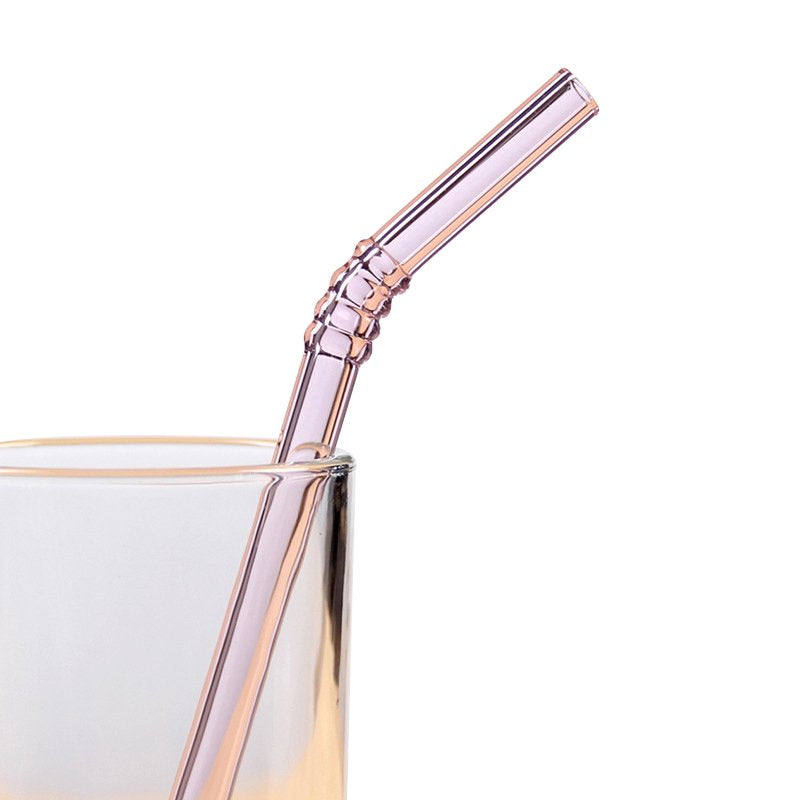 Glass Straw Color Straw High Borosilicate Glass Straw Reusable Drinking Glass Tube Eco-Friendly Events Party Favors Supply Champagne